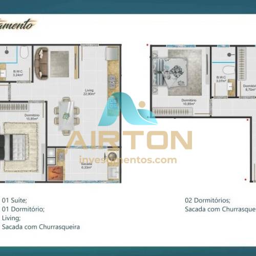 APARTAMENTO COM 2 QUARTOS  VENDA , 78M - MORRETE